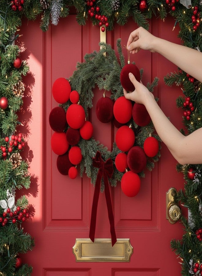 GlikCeil Christmas Wreath Decorations - 20" Christmas Wreath with Velvet Xmas Balls Bow Xmas Wreaths for Front Door Wall Window Home Porch Indoor Outdoor Decor - Image 4