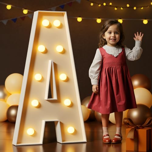 imprsv 4FT Marquee Light Up Letters A Large Light Up Letters for Anniversary Weeding Room Decor Big Letters for Party Decorations Marry Me Light Up Letters Foam Letter - Image 1