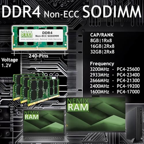 NEMIX RAM 8GB (1X8GB) DDR4 3200MHz, 2933MHz or 2666MHz 260-PIN 1.2V Non-ECC Unbuffered SODIMM Laptop PC Memory - Image 2