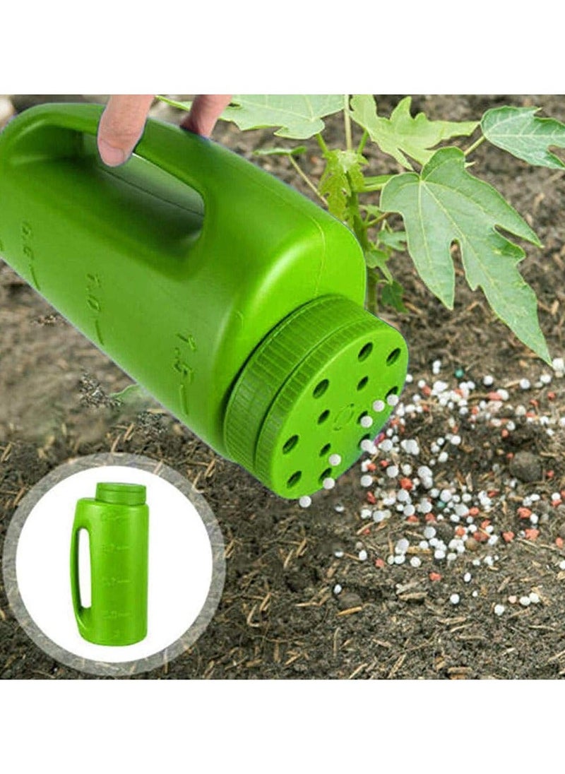 Generic - 2L Hand Held Spreader,Salt Spreader Plastic Garden Container With Scoop,Adjustable Opening Sizes,Seed Spreader Bottle for Seed, Fertiliser, Salt to Deice or Any Size Granule Complete - Image 1