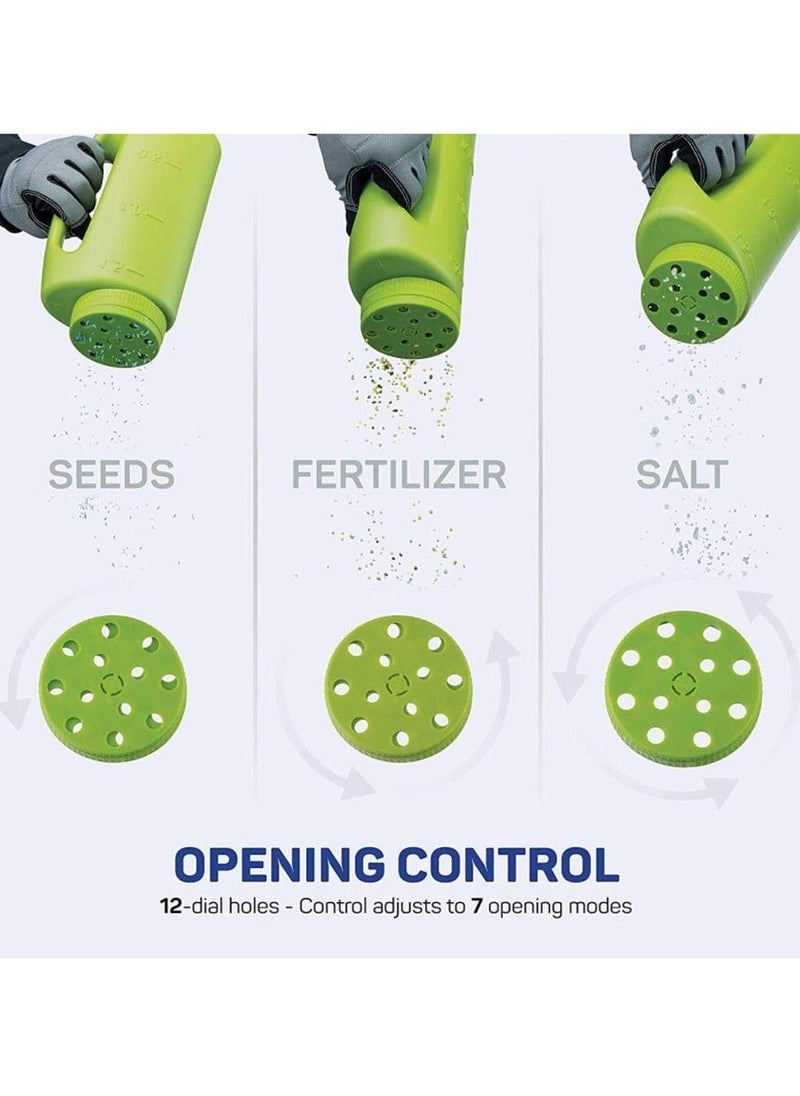 Generic - 2L Hand Held Spreader,Salt Spreader Plastic Garden Container With Scoop,Adjustable Opening Sizes,Seed Spreader Bottle for Seed, Fertiliser, Salt to Deice or Any Size Granule Complete - Image 1