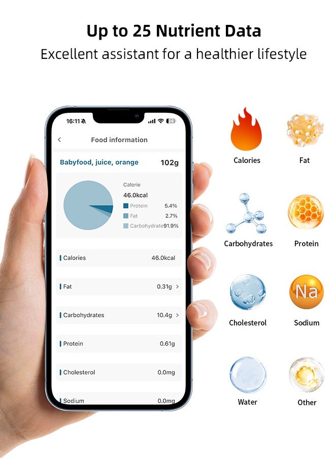 Generic - Smart Food Scale, Coffee Weight Scale with Nutritional Calculator APP （Remove four MATS before use） - Image 1