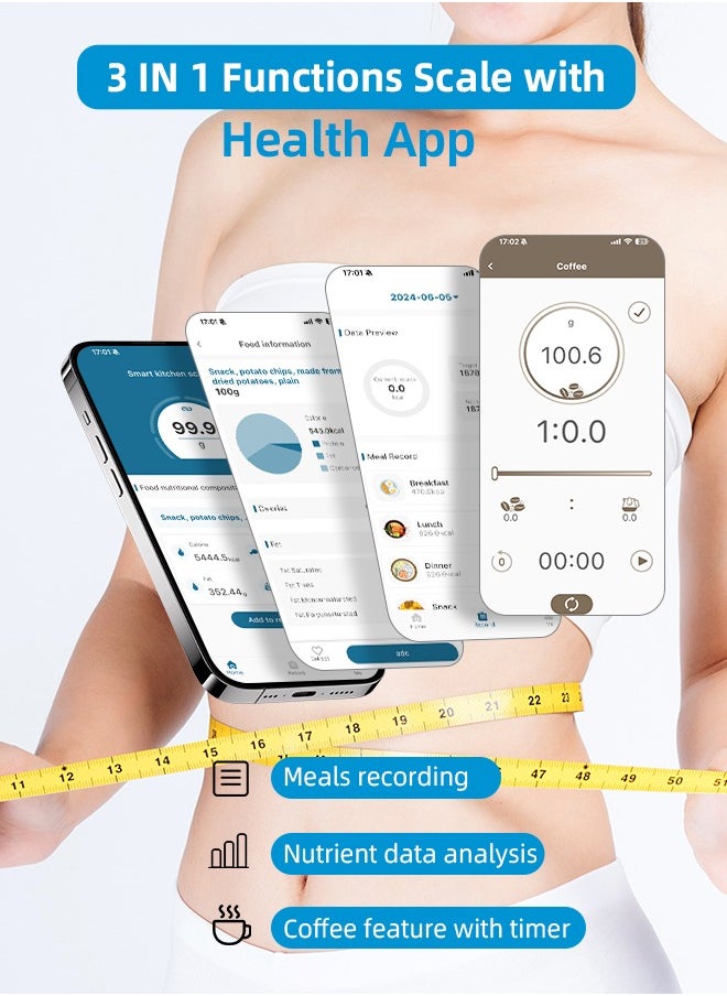 Generic - Smart Food Scale, Coffee Weight Scale with Nutritional Calculator APP （Remove four MATS before use） - Image 1
