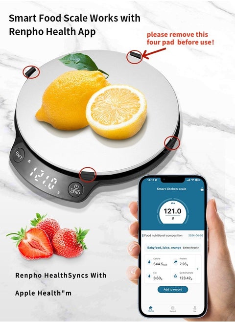 Smart Food Scale, Coffee Weight Scale with Nutritional Calculator APP （Remove four MATS before use）