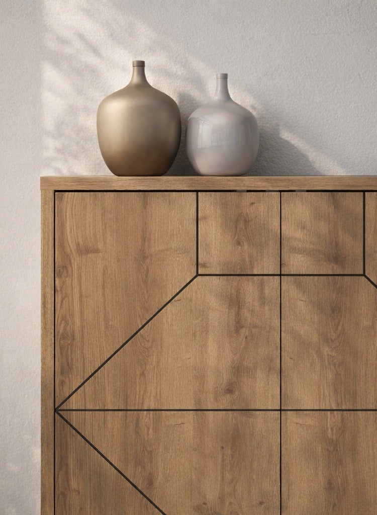 Mourah Home Dune Console - Modern Sideboard With 6 Doors - Storage Cabinet For Living Room, Office, Lounge, Dining Room, Kitchen, Hallway - 35X77.4X181 Cm - Brown- 2 Years Warranty - Image 2