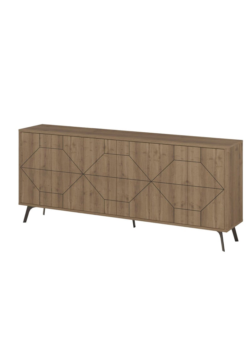 Mourah Home Dune Console - Modern Sideboard With 6 Doors - Storage Cabinet For Living Room, Office, Lounge, Dining Room, Kitchen, Hallway - 35X77.4X181 Cm - Brown- 2 Years Warranty - Image 5