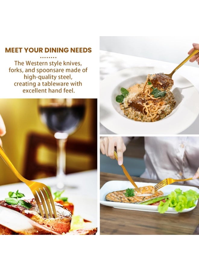 PENG GENERAL Luxury Gold Flatware Set, 24-Piece Stainless Steel Cutlery Set with Stand - Image 5