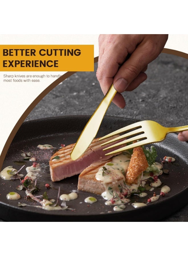 PENG GENERAL Luxury Gold Flatware Set, 24-Piece Stainless Steel Cutlery Set with Stand - Image 4