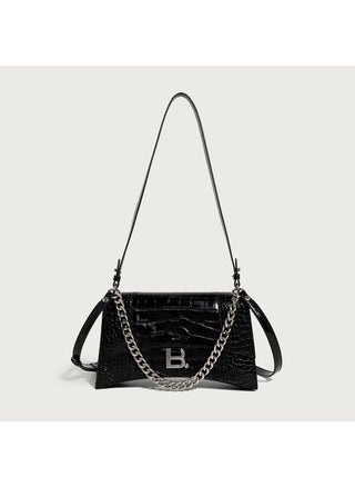 Crocodile Pattern Hourglass Bag with Chain Black - pzsku/Z7F261C211E77F92AF235Z/45/1746213361/35c16351-4fce-4680-8158-6f2536af15a7