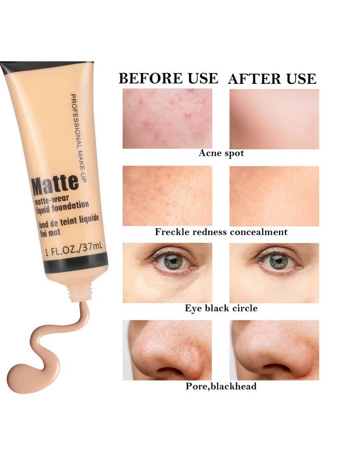 Boobeen Full Coverage Foundationconcealer Liquid Foundation Matte Creamy Foundation Smoothing Lightweight Flawless Makeup Base - Image 2