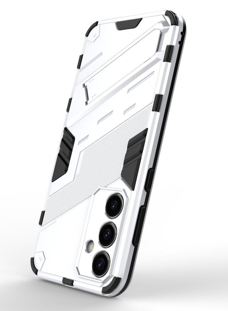 Punk Armor 2 in 1 PC Tpu Shockproof Phone Case with Invisible Holder For Samsung Galaxy S23 FE 5G (white) - Image 4