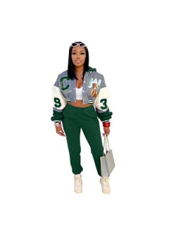 Generic JJ6095 Fashion Baseball Jacket Print Army Green  - Image 3