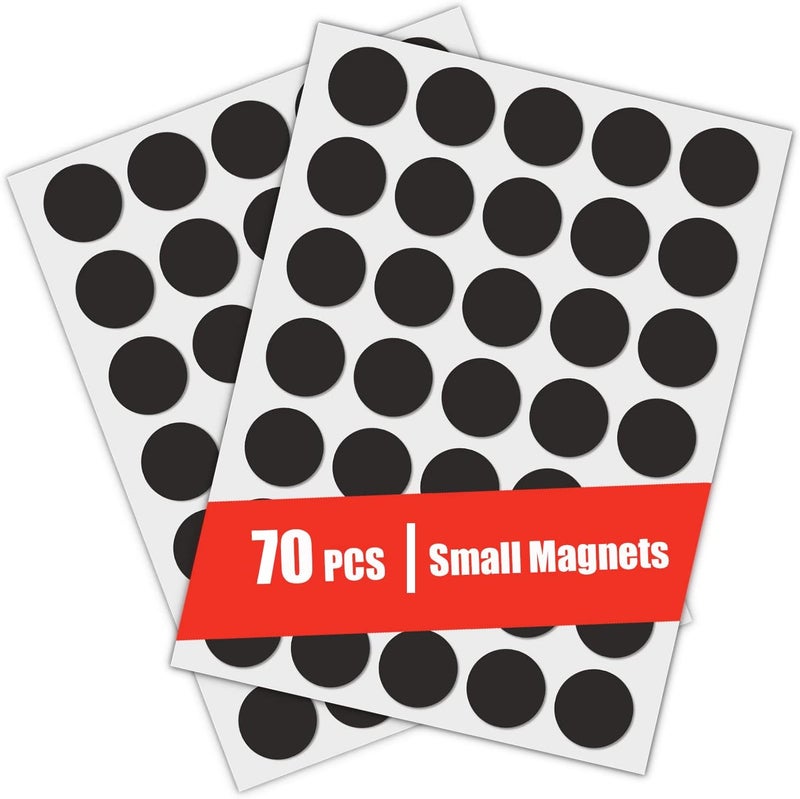HOUSE AGAIN Round Magnets with Adhesive Backing, Adhesive Magnets for Crafts, Small Sticky Magnetic Dots for DIY Projects, Hanging & Organizing Light Objects, 70 Pcs 20x2mm - Image 1