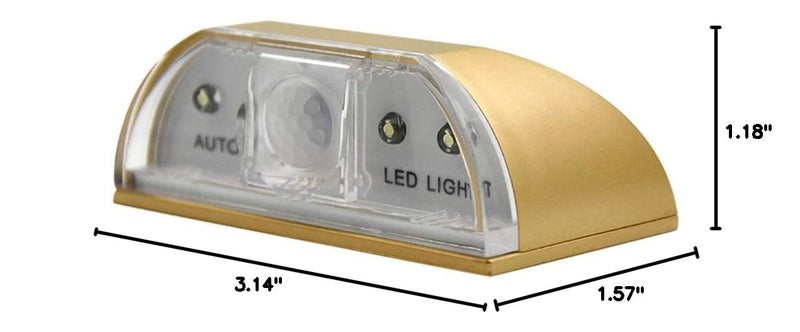 Yxflz Home Keyhole Light by Battery Operated Auto Sensor Motion Detector Light with 4 LED lamp for Key Hole/Door Lock Kitchen Hallway Stairway (2Pack Gold) - Image 2