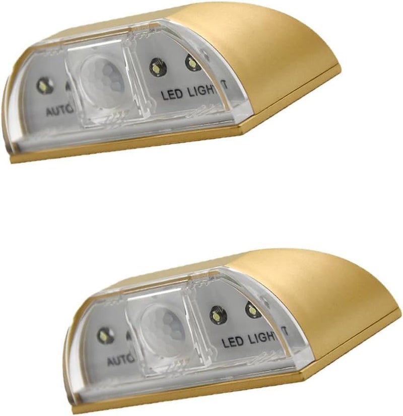 Yxflz Home Keyhole Light by Battery Operated Auto Sensor Motion Detector Light with 4 LED lamp for Key Hole/Door Lock Kitchen Hallway Stairway (2Pack Gold) - Image 1