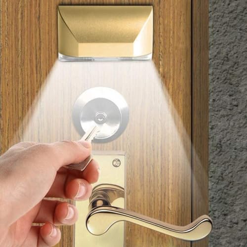 Yxflz Home Keyhole Light by Battery Operated Auto Sensor Motion Detector Light with 4 LED lamp for Key Hole/Door Lock Kitchen Hallway Stairway (2Pack Gold) - Image 5