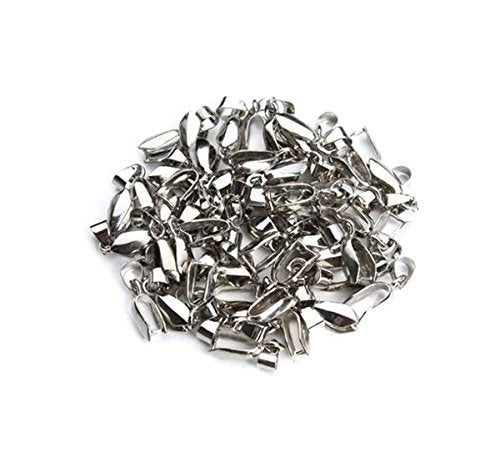 Nicedmm 50 Pcs Metal Pinch Clip Charm Pendant Connector - Rhodium Plated - Bail Bead DIY Jewelry Findings Making (Silver, 7 x 20mm) - Image 3