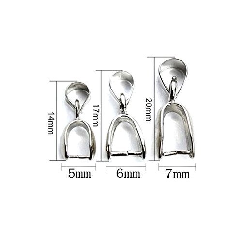 Nicedmm 50 Pcs Metal Pinch Clip Charm Pendant Connector - Rhodium Plated - Bail Bead DIY Jewelry Findings Making (Silver, 7 x 20mm) - Image 2