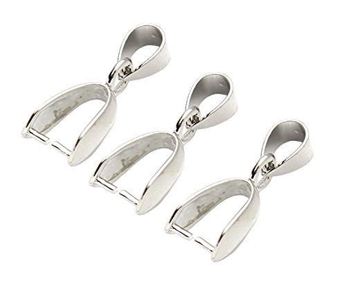 Nicedmm 50 Pcs Metal Pinch Clip Charm Pendant Connector - Rhodium Plated - Bail Bead DIY Jewelry Findings Making (Silver, 7 x 20mm) - Image 1