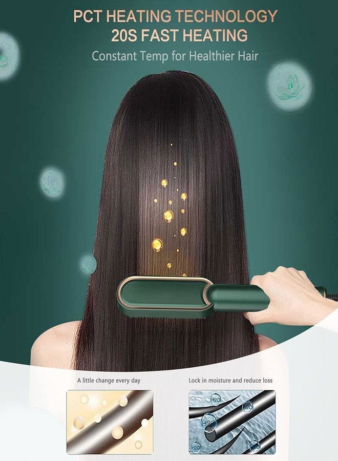 Akshify Hair Straightener Brush for Women & Men – Fast Heating Ionic Straightening Comb with PTC Technology, 5 Adjustable Temperature Settings, Anti-Scald Design, Smooth & Frizz-Free Styling (Green) - Image 4