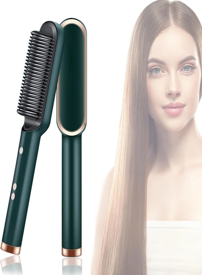 Akshify Hair Straightener Brush for Women & Men – Fast Heating Ionic Straightening Comb with PTC Technology, 5 Adjustable Temperature Settings, Anti-Scald Design, Smooth & Frizz-Free Styling (Green) - Image 5