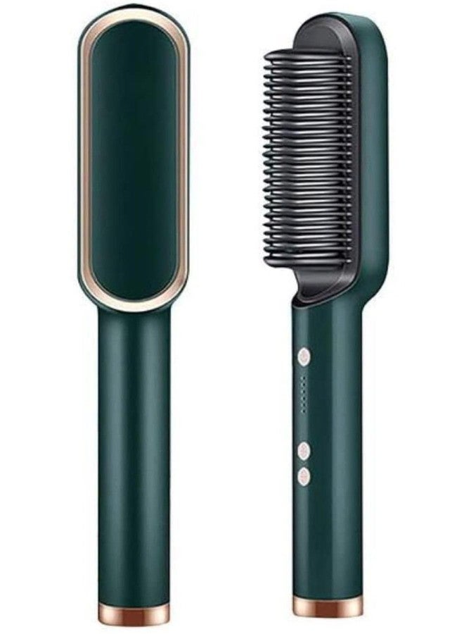 Akshify Hair Straightener Brush for Women & Men – Fast Heating Ionic Straightening Comb with PTC Technology, 5 Adjustable Temperature Settings, Anti-Scald Design, Smooth & Frizz-Free Styling (Green) - Image 1
