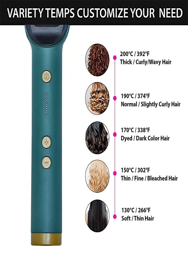 Akshify Hair Straightener Brush for Women & Men – Fast Heating Ionic Straightening Comb with PTC Technology, 5 Adjustable Temperature Settings, Anti-Scald Design, Smooth & Frizz-Free Styling (Green) - Image 3