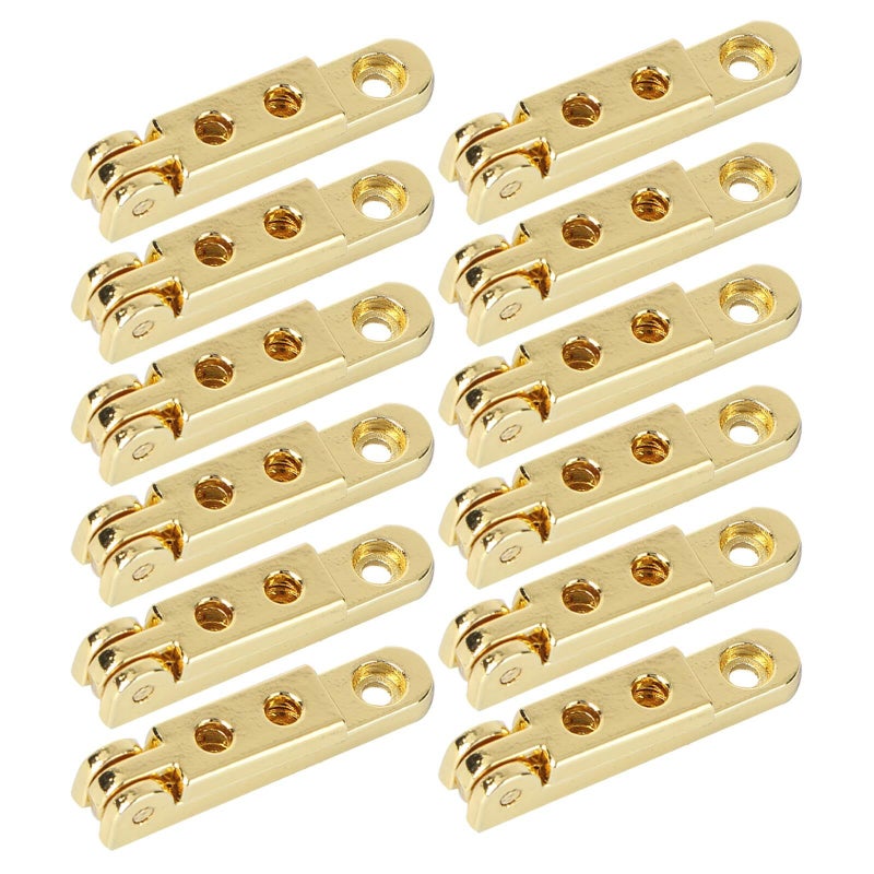 12 Mini Jewelry Box Hinges Gold Plated Zinc Alloy Foldable 118x079x024in - Image 2