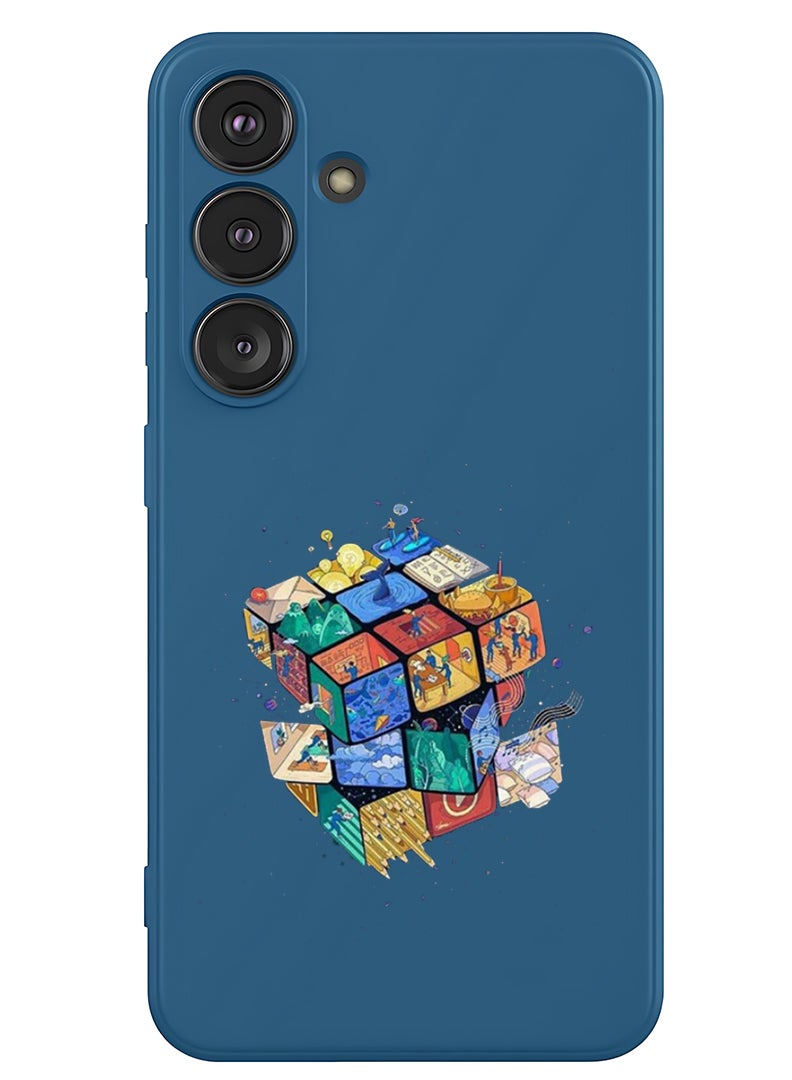 Theodor Protective Slim Fit Case Liquid Silicone Cover with Full Body Protection Anti-Scratch Shockproof Case For Samsung Galaxy S25 (Blue) - Cube - Image 1