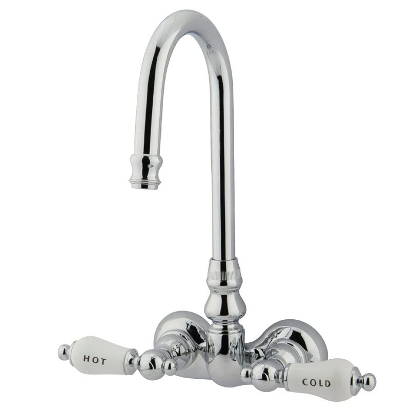 Kingston Brass CC74T1 Vintage Leg Tub Filler, Porcelain Lever Handle, Polished Chrome,8-Inch Adjustable Center - Image 1