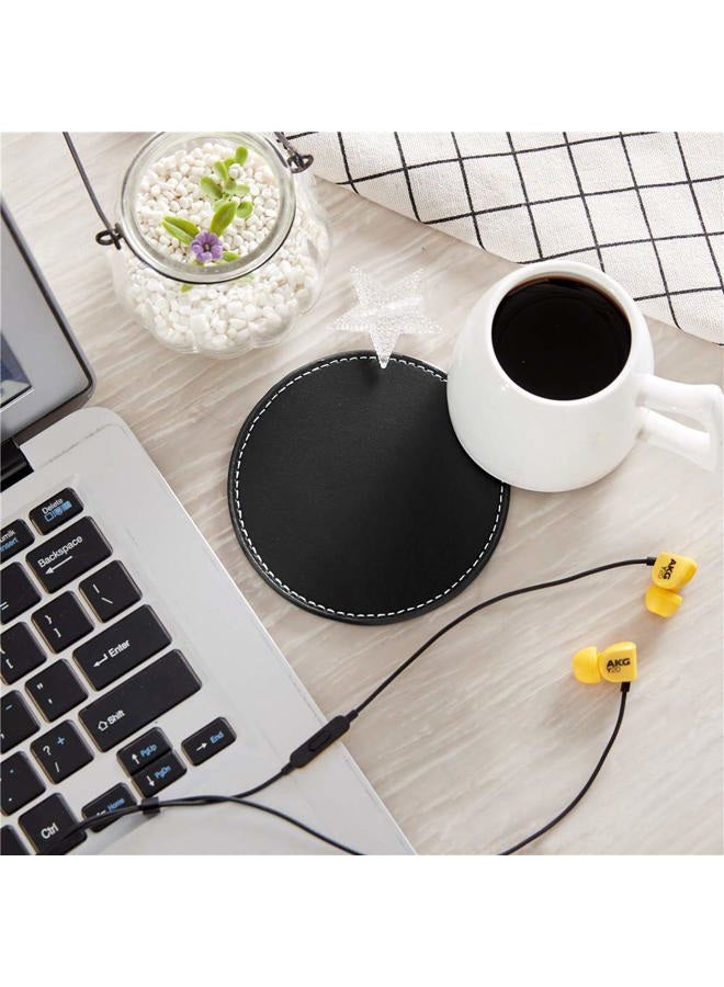 Thipoten Leather Coasters, Set of 6 PU Coaster set with Holder, Protect Furniture from Water Marks Scratch and Damage(6Pcs, Black) - Image 3