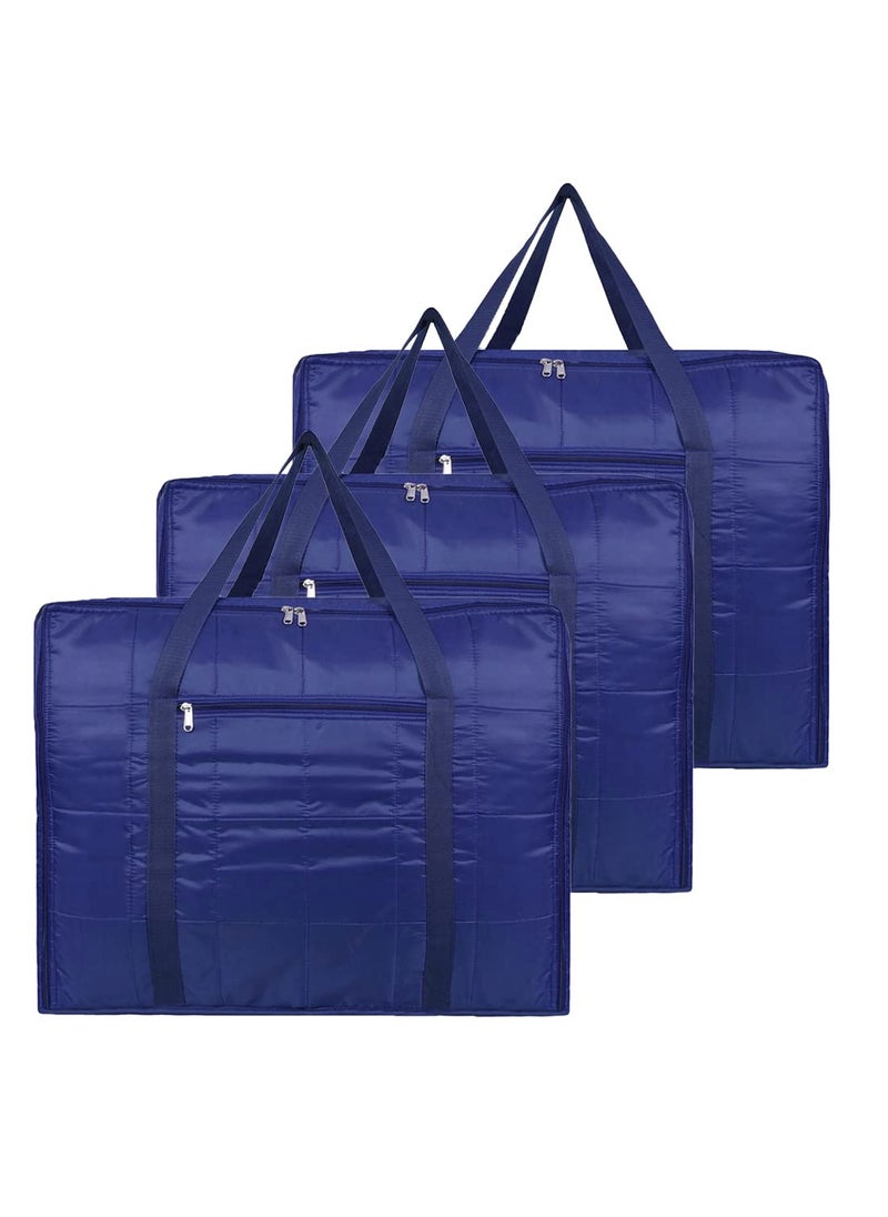 AARON INC AARON INC Nylon Moisture Proof MultiPurpose 156L Super Set of 3 Extra Jumbo Large Toys Storage BagBlanketsClothes Storage Organiser with Zip and Double Handle BlueMulticolor 86x34x54 cm  - Image 1