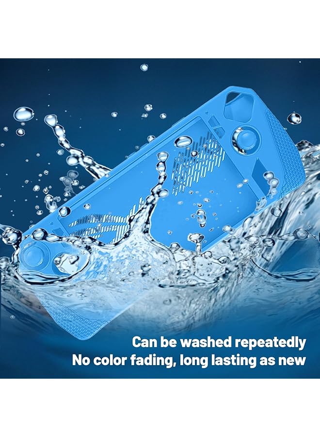 erorex Silicone Case Compatible For Asus Rog Ally 2023 Full Protective Cover Skin With 2 Thumb Grip Caps And 2 Screen Protectors Carry Case For Rog Ally Handheld Game Console Accessories Kit Blue - Image 3
