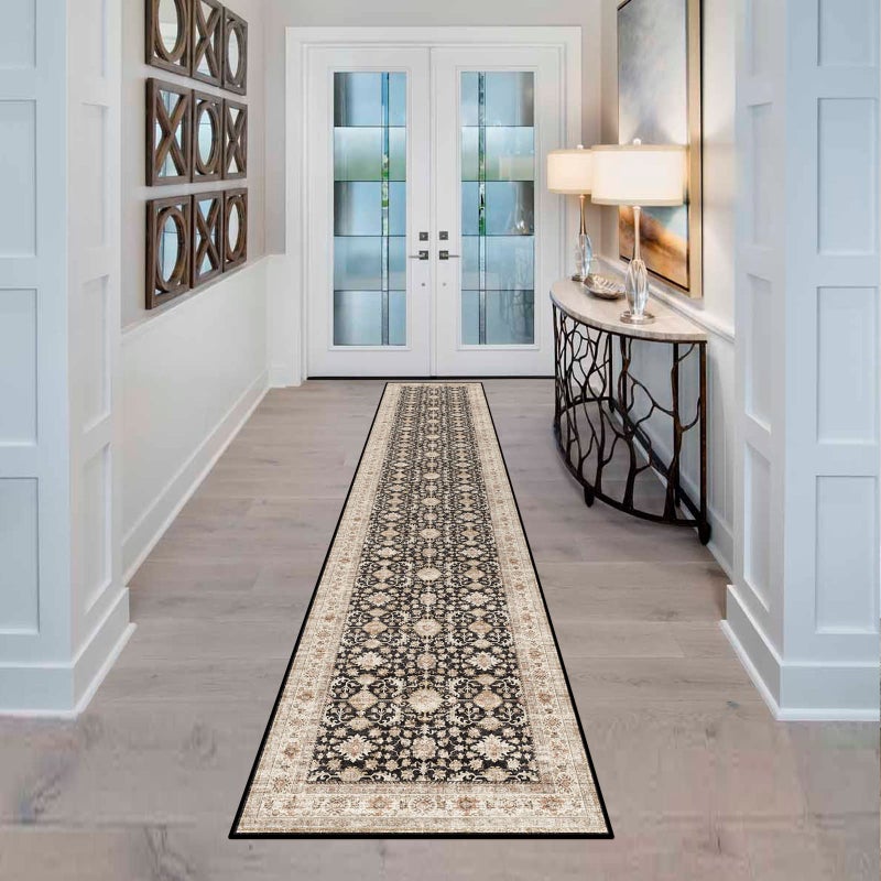 YOUFORTONG YOUFORTONG 2x10 Runner Rus for Hallways Soft Kitchen Rug Non Slip Rug Runner with Rubber Backing for Bathroom Washable Non Shedding Farmhouse Runner Rug Black 2X10
