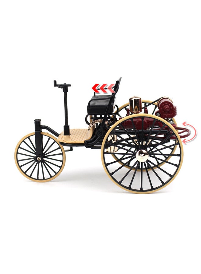 112 Scale Vintage Alloy Three-wheel Old-fashioned Car Model Collection Gifts Adult Toys Display Pieces-Color:Wine Red Frame Type  - Image 4