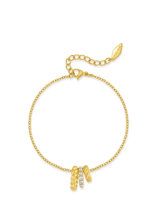 POLICE Seralace Yellow Gold Plated Stainless Steel Charm Bracelet for Women