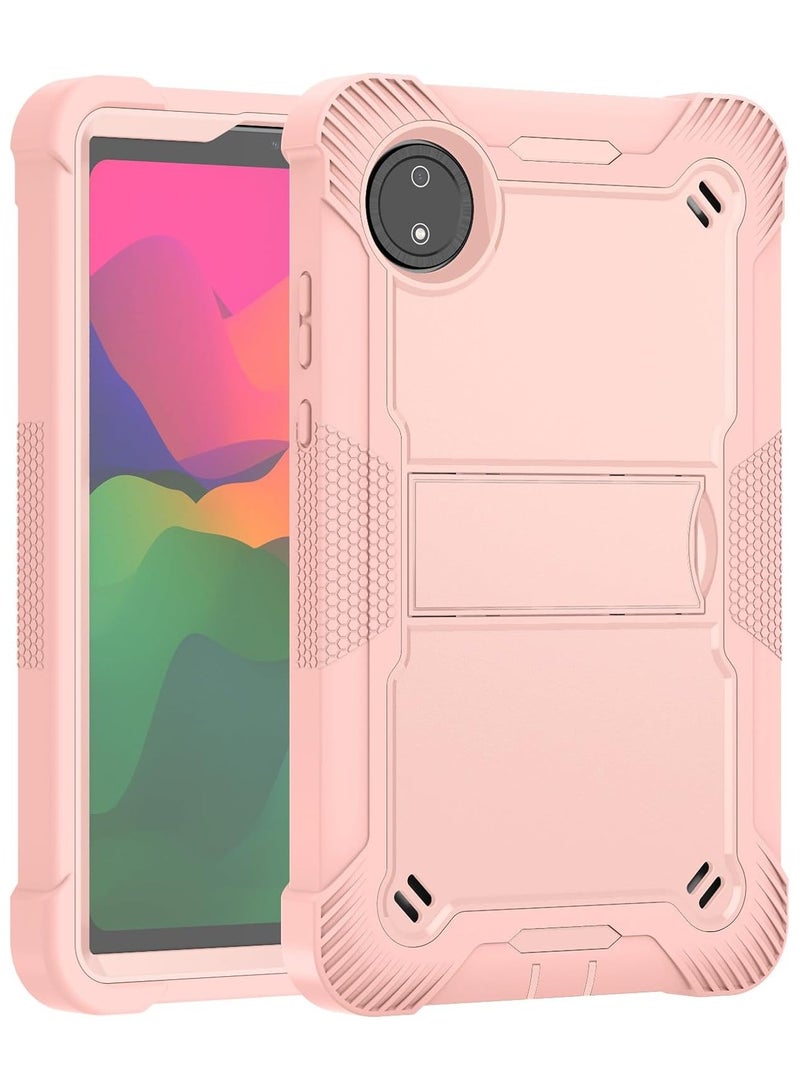 VKL Compatible with Xiaomi Redmi Pad SE 8.7 inch 2024 Case, with Kickstand Rugged Shockproof Heavy Duty Soft Silicone Hard PC Hybrid Case for Redmi Pad SE 8.7 (Rose Gold)