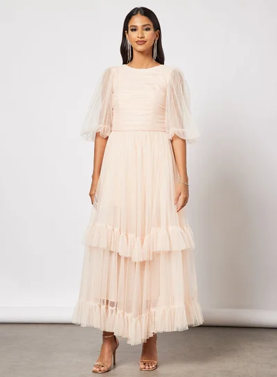 Zoey Gathered Bodice Tulle Dress