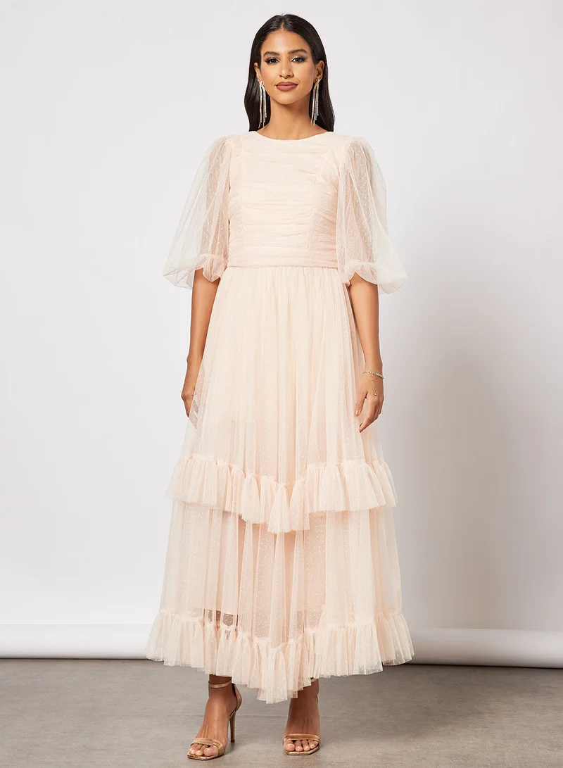 Zoey Gathered Bodice Tulle Dress