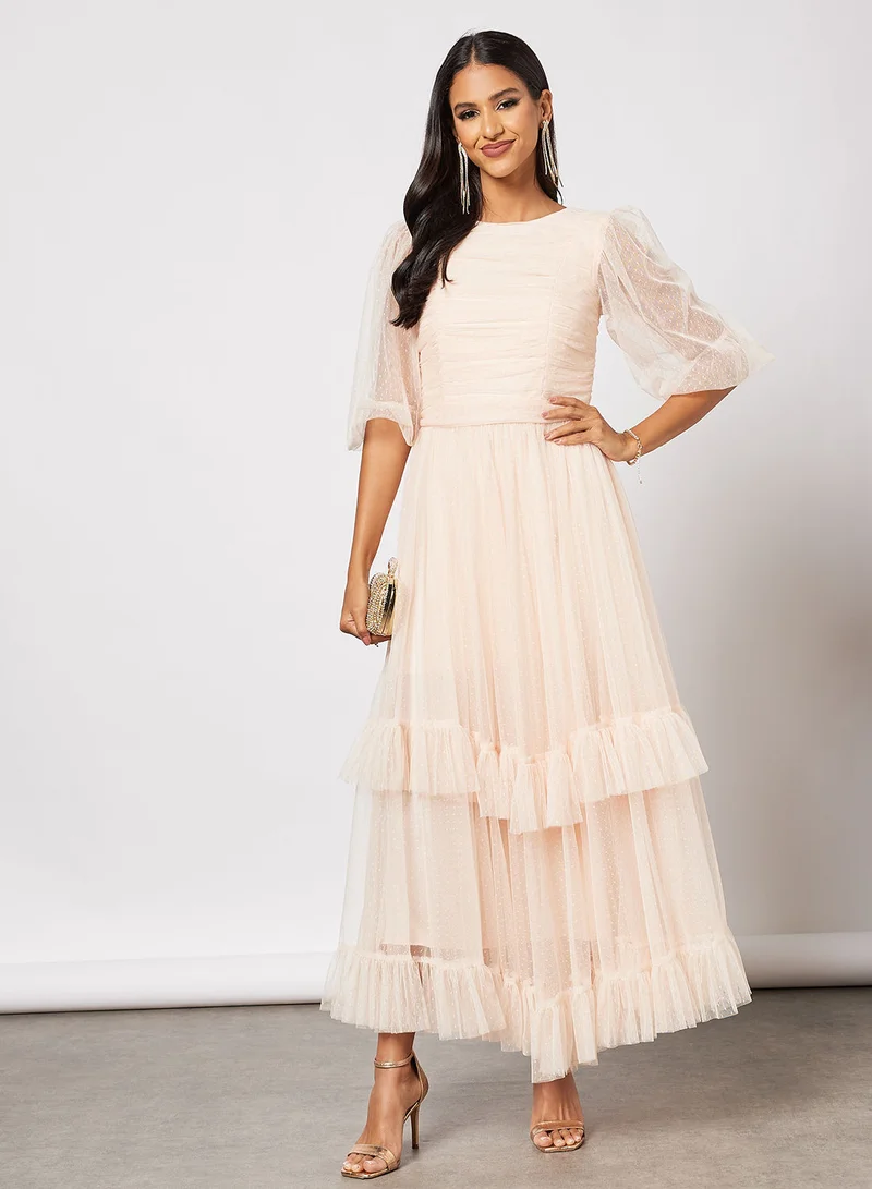 Zoey Gathered Bodice Tulle Dress