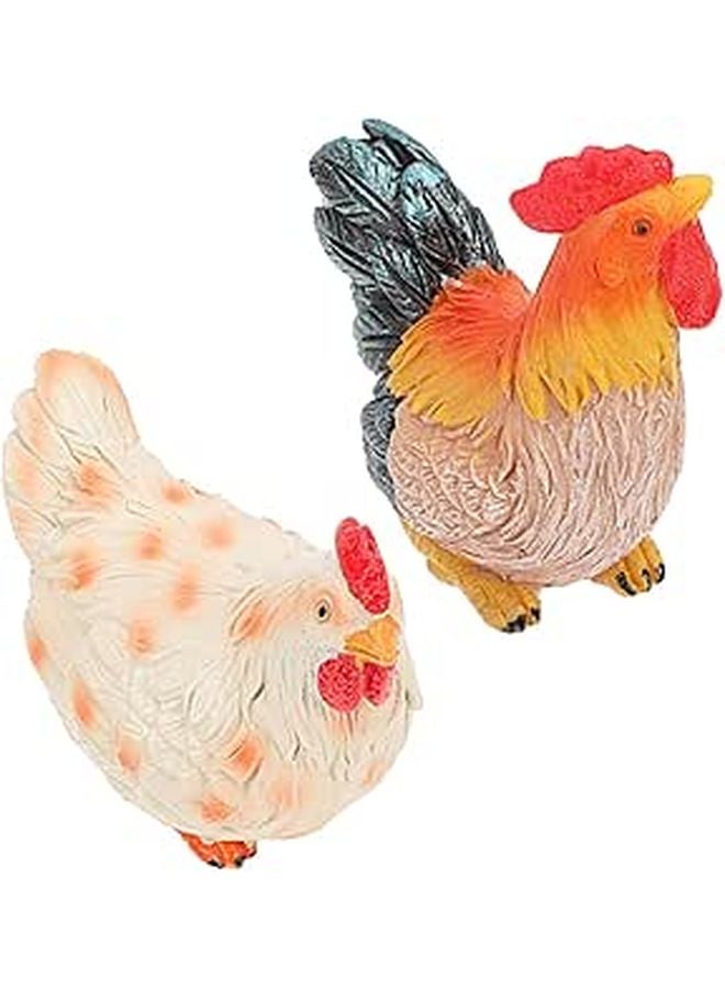 2Pcs Resin Rooster Hen Garden Decor Outdoor Country Style Lawn Ornaments - Image 1