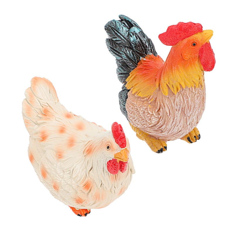 2Pcs Resin Rooster Hen Garden Decor Outdoor Country Style Lawn Ornaments - Image 2