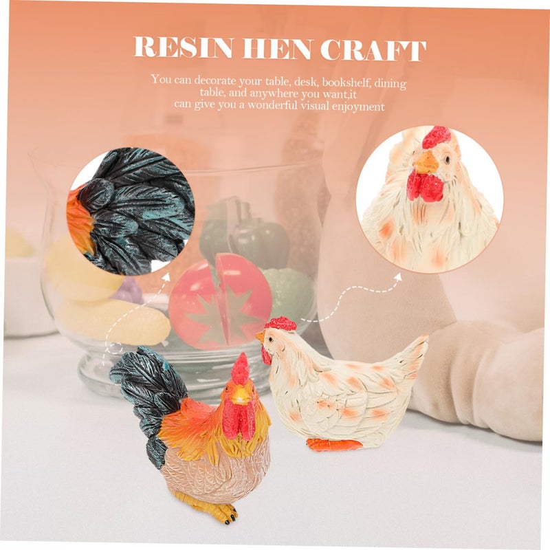 2Pcs Resin Rooster Hen Garden Decor Outdoor Country Style Lawn Ornaments - Image 4