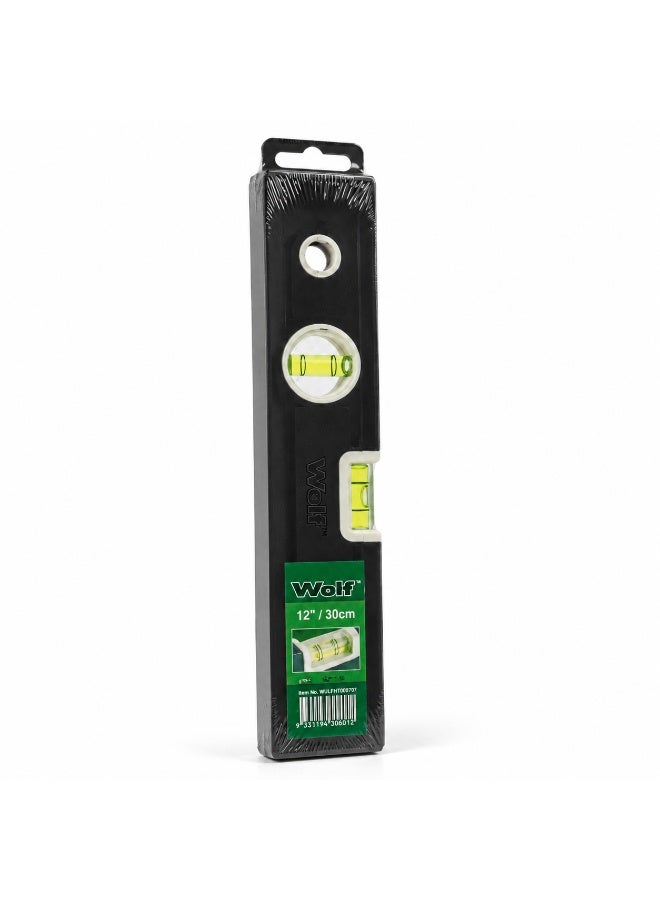 Wulf Aluminum Spirit Level 12 Inch 30cm Heavy Duty Bubble Level Tool with Horizontal Vertical Vials Accurate Measuring Tool for Construction Carpentry DIY and Surface Alignment