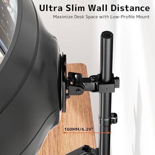 PUTORSEN Triple Monitor Mount up to 49 inches, Fully Adjustable Heavy Duty 3 Monitor Arm with Gas Spring, Desk Mount for 3 Screens, C-Clamp & Grommet Base, Holds 44 lbs, Black - Image 5