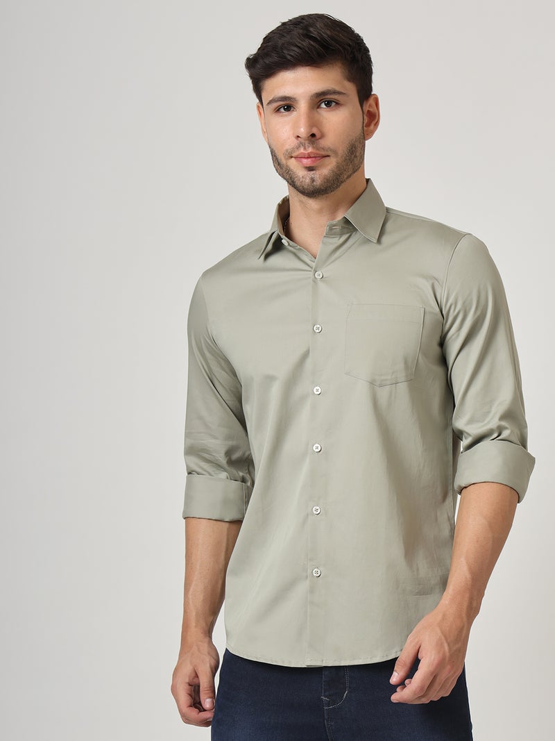 AMSWAN SOLID SATIN SHIRT - Image 1