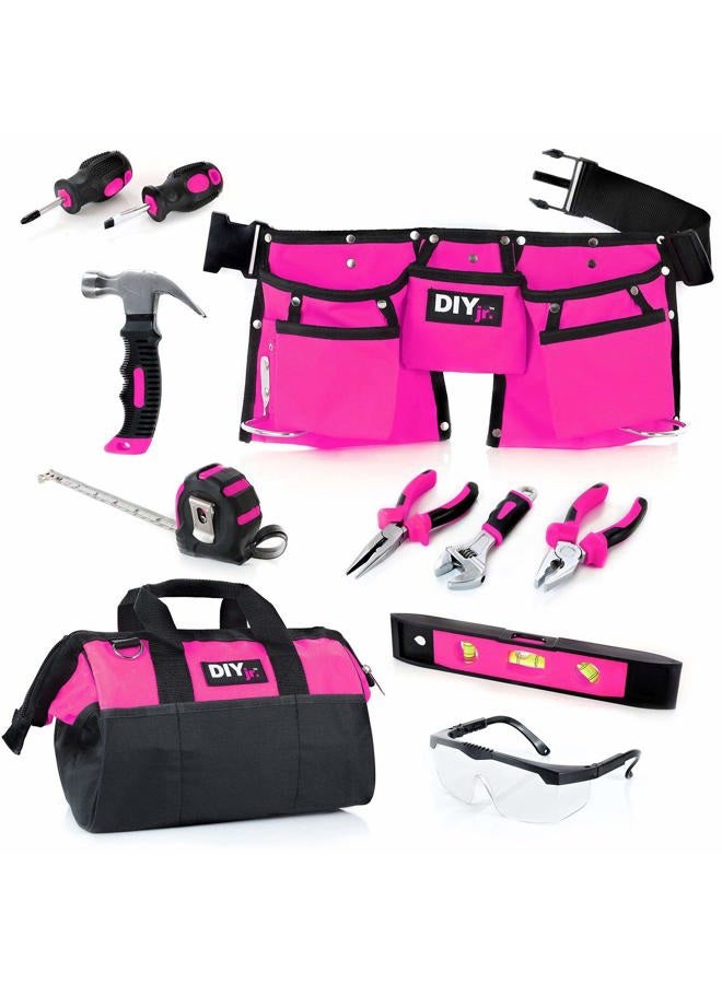 DIY Jr My First Tool Set - Pink by . - Real Tool Set for Kids Pink Tools for Girls Toolbelt Child-Sized Tools Complete Tool Set for Girls Tools for Small Hands - Image 1