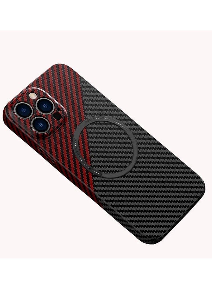 VKL Case for iPhone 16 Pro Max, Compatible with Ma-g-s-afe & Wireless Charger Case, Built-in Magnetic, Rugged Shockproof Phone Cover (Black Red, iPhone 16 Pro Max) - Image 1