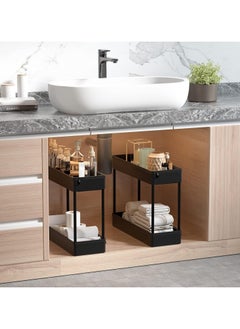 Chulovs Slim Storage Cart, 4 Tier Bathroom Organizer Mobile Shelving Unit, Rolling Utility Cart Slide Out Organizer for Kitchen, Bathroom, Laundry, Narrow Places, Black  - Image 4