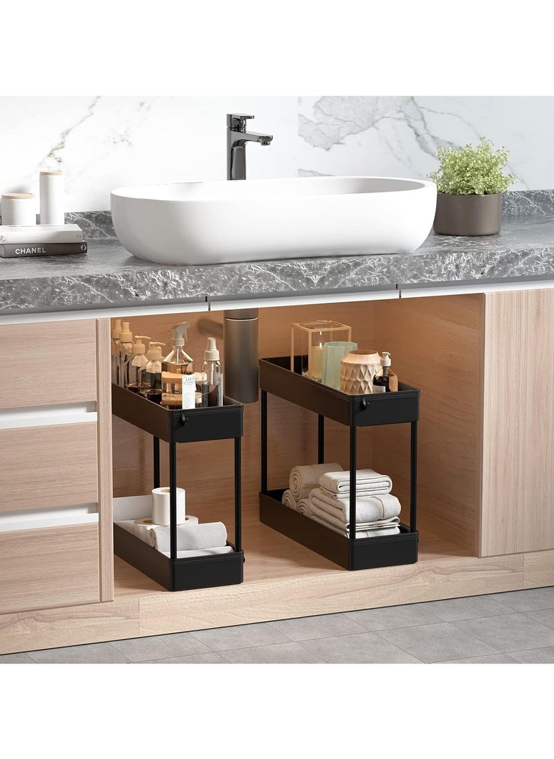 Chulovs Slim Storage Cart, 4 Tier Bathroom Organizer Mobile Shelving Unit, Rolling Utility Cart Slide Out Organizer for Kitchen, Bathroom, Laundry, Narrow Places, Black  - Image 4